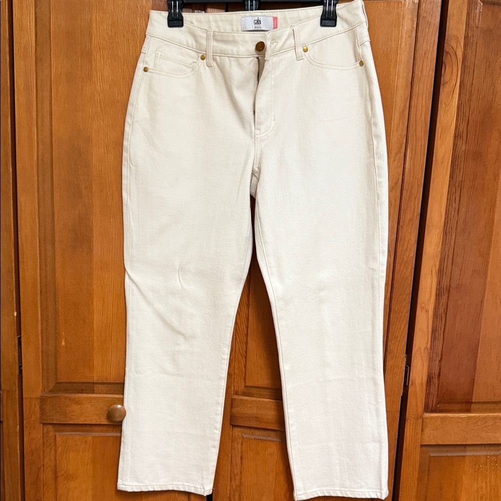 CAbi Women's Straight Leg Cream Jeans - Picture 4 of 5